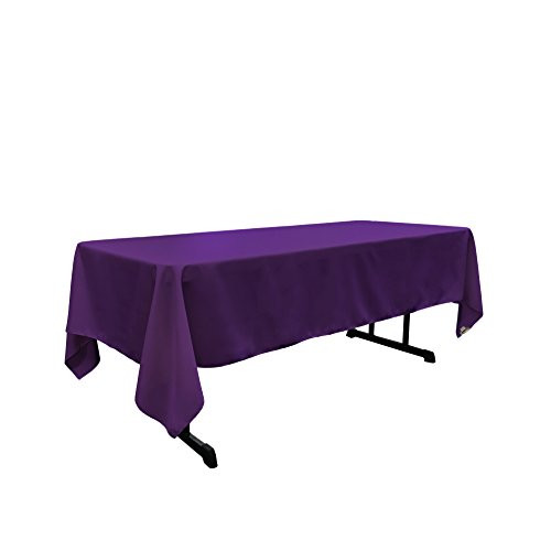 LA Linen Polyester Poplin Rectangular Tablecloth, 60" x 120", Purple
