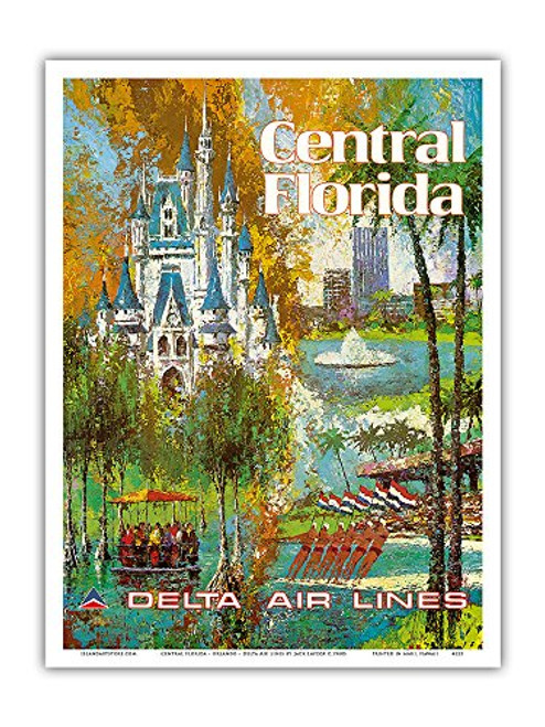 Central Florida _ Orlando _ Walt Disney World Resort _ Delta Air Lines _ Vintage Airline Travel Poster by Jack Laycox c.1960s _ Master Art Print 9in x 12in Central Florida _ Orlando _ Walt Disney World Resort _ Delta Air Lines _ Vintage Airline Travel Poster by Jack Laycox c.1960s _ Master Art Print 9in x 12in