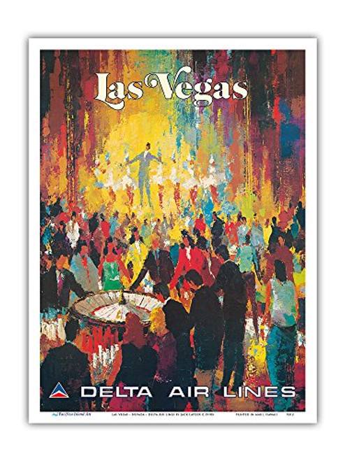 Las Vegas _ Nevada _ Delta Air Lines _ Vintage Airline Travel Poster by Jack Laycox c.1970s _ Master Art Print 9in x 12in Las Vegas _ Nevada _ Delta Air Lines _ Vintage Airline Travel Poster by Jack Laycox c.1970s _ Master Art Print 9in x 12in