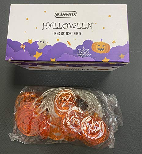 BANNILU String Lights for Festive Decoration?Halloween Pumpkin String Lights 9.8Ft 30 LED Halloween Lights Battery Operated 3D Jack_O_Lantern Pumpkin Lights