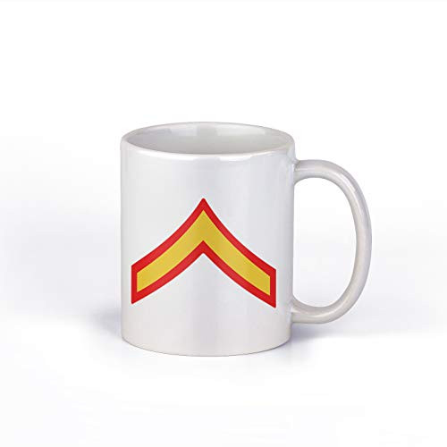 Private First Class E_2 Insignia USMC Marine Corps Red and Gold Ceramic 11 Ounce Coffee Mug _E2UMC1