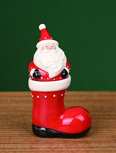 Ceramic Santa and Boot Salt  and  Pepper Shakers
