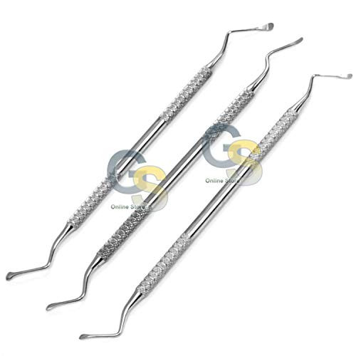 G.S Set of 3 Lucas Bone CURETTES Dental Extraction