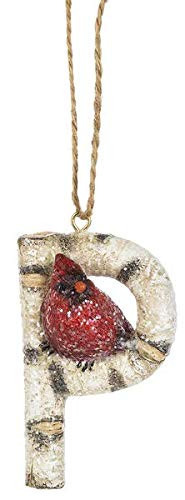Midwest CBK Ganz Cardinal Initial Christmas Tree Ornament Letter with Cardinal Birds on Birch Christmas Tree Decorations _P_