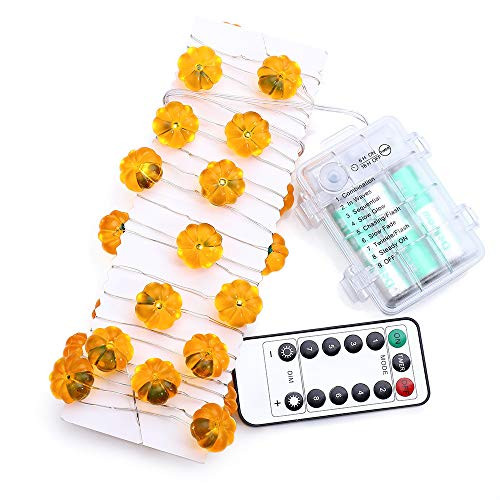 Halloween String Lights 10ft 30 LEDs Pumpkin String Lights Battery Powered 3D Jack_o_Lantern Orange Pumpkin Lights for Halloween Party Indoor Fall Outdoor Harvest Thanksgiving Decorations