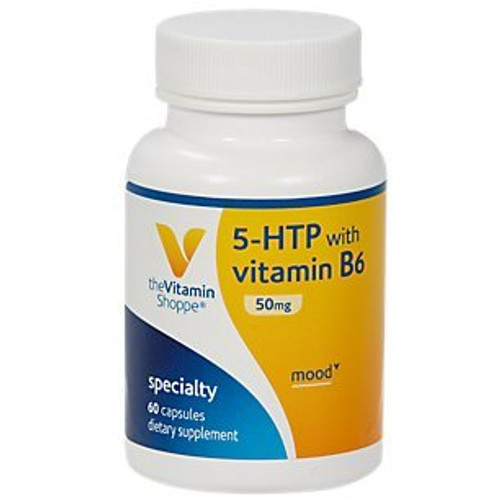 The Vitamin Shoppe 5HTP with B6 50 MG _5Hydroxytryptophan_ Provides Mood Sleep Support_ Once Daily _60 Capsules_ The Vitamin Shoppe 5HTP with B6 50 MG _5Hydroxytryptophan_ Provides Mood Sleep Support_ Once Daily _60 Capsules_