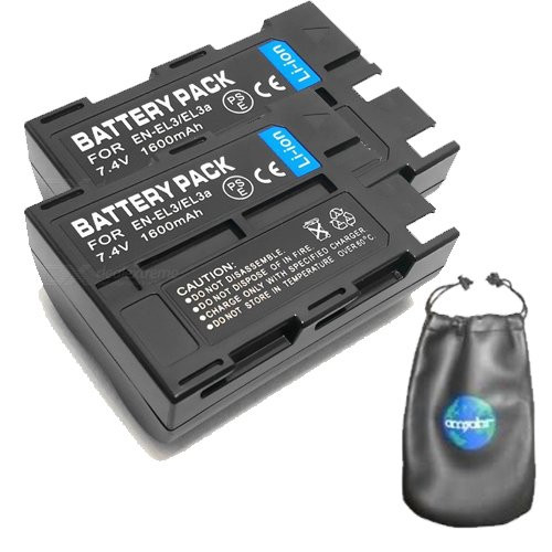 ValuePack (2 Count): Digital Replacement Camera and Camcorder Battery for Nikon EN-EL3, EN-EL3a, D100 - Includes Lens Pouch