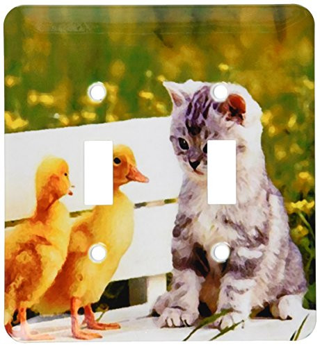 3dRose lsp_571_2 Kitten And Duck - Double Toggle Switch