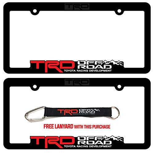 TRD OFF ROAD _2_ License Plate Frames  and  Lanyard Combo Toyota Racing Development 3D Letter Frame Brackets