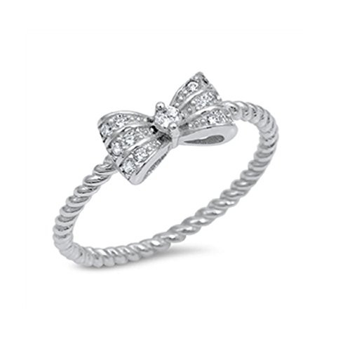 CloseoutWarehouse Cubic Zirconia Fancy Bow Tie Ring Sterling Silver Size 7