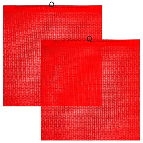 2 Pieces 18 x 18 Inch Safety Flags with Wire Loop Mesh Safety Flag Warning Flag Trailer Safety Flag for Truck and Pedestrian Crossings _Deep Red_