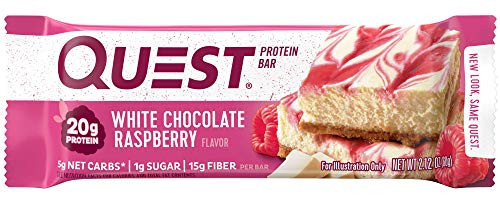 Quest Nutrition White Chocolate Raspberry Protein Bar, High Protein, Low Carb, Gluten Free, Soy Free, Keto Friendly, 12 Count Quest Nutrition White Chocolate Raspberry Protein Bar, High Protein, Low Carb, Gluten Free, Soy Free, Keto Friendly, 12 Count