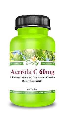 Daily Nutrition _ Acerola C _ 60 mg Vitamin C from Acerola Cherries _ 60 Chewable Tablets