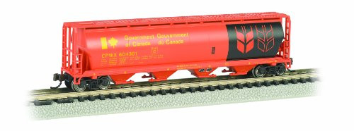 Bachmann Industries Inc. Canadian 4-Bay Cylindrical Grain Hopper Government of Canada - N Scale, Red
