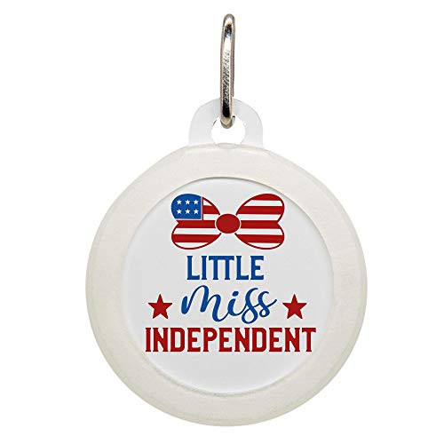 Personalized 4th of July Little Miss Independent Pet ID Name Tag with Silencer for Cats or Dogs by Oh My Paw'd Personalized 4th of July Little Miss Independent Pet ID Name Tag with Silencer for Cats or Dogs by Oh My Paw'd