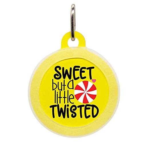Personalized Christmas Sweet But A Little Twisted Pet ID Name Tag with Silencer for Cats or Dogs by Oh My Paw'd Personalized Christmas Sweet But A Little Twisted Pet ID Name Tag with Silencer for Cats or Dogs by Oh My Paw'd