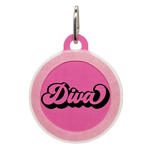 Personalized Diva Pet ID Name Tag with Silencer for Cats or Dogs by Oh My Paw'd Personalized Diva Pet ID Name Tag with Silencer for Cats or Dogs by Oh My Paw'd