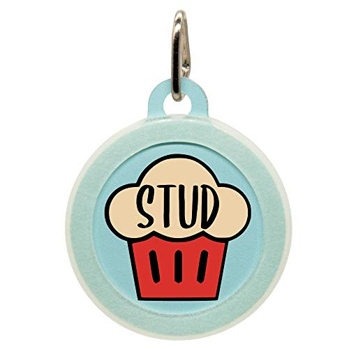 Personalized Stud Muffin Pet ID Name Tag with Silencer for Cats or Dogs by Oh My Paw'd