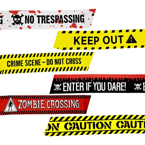 Caution Zombie Crossing Tape Keep Out Haunted House Enter If You Dare Set of 4 Halloween Spider Web Creepy Scary Harvest Decor Decoration Decorations Tape