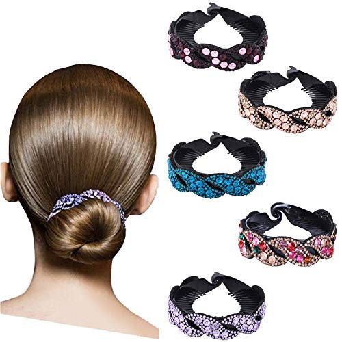 Rhinestone Hair Clip for Women _ 5Pack Half_balloon Nest Expanding Hairpin Girls Hair Claws Hair Bun Holders Accessories
