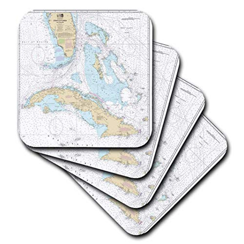 3dRose Print of Cuba and Straights of Florida Chart - Soft Coasters, Set of 8 (CST_204867_2)
