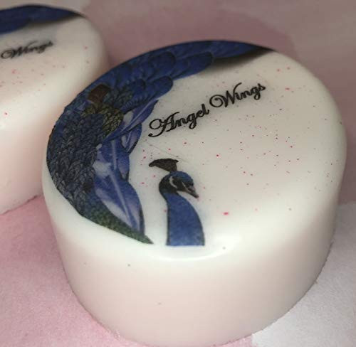Handmade Angel wings type glycerin soap shea butter decoupage decoration 3 oz oval bar white