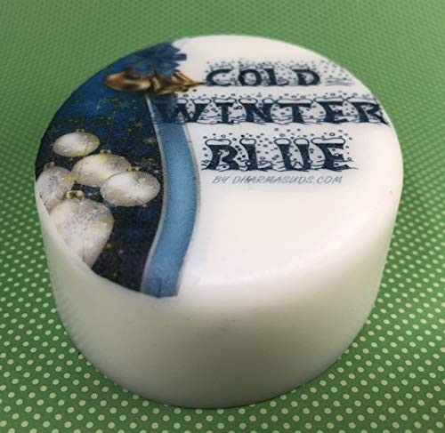 Seasonal Handmade Cold Winter Blue a fresh minty scent glycerin soap shea butter decoupage decoration 3 oz oval bar