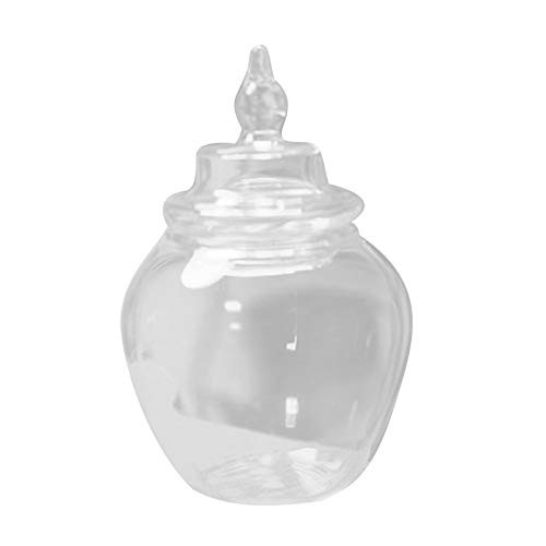 LOadSEcr Miniature Glass Vase_ Miniature Dollhouse Accessories_ Mini Things_ Mini Glass Candy Bottle Dollhouse Miniature Simulation Storage Can Model Toys for Dollhouse B
