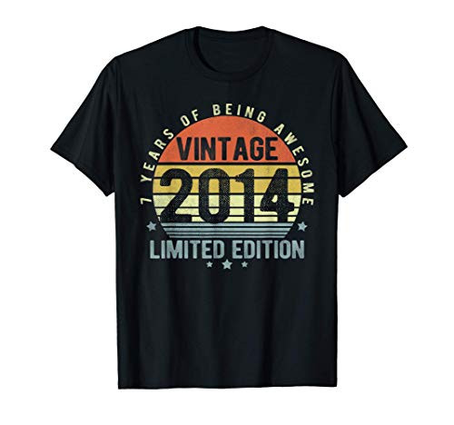 7 Year Old Gifts Vintage 2014 Limited Edition 7th Birthday T_Shirt