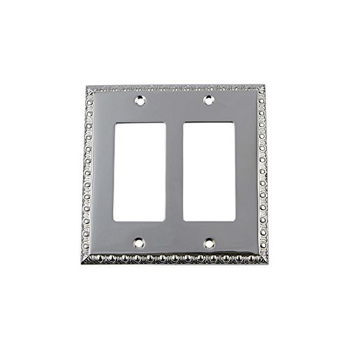 Nostalgic Warehouse 719906 Egg and Dart Switch Plate with Double Rocker, Bright Chrome