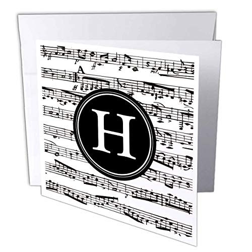 3dRose InspirationzStore _ Monograms _ Musical Letter H Black and White Music Monogram Circular Initial H _ 1 Greeting Card with Envelope _gc_316383_5_ 3dRose InspirationzStore _ Monograms _ Musical Letter H Black and White Music Monogram Circular Initial H _ 1 Greeting Card with Envelope _gc_316383_5_