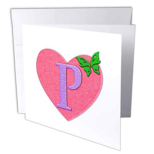 3dRose Letter P_ Image of Pink Heart with Butterfly_ not Actual. _ Greeting Cards _gc_326384_5_ 3dRose Letter P_ Image of Pink Heart with Butterfly_ not Actual. _ Greeting Cards _gc_326384_5_