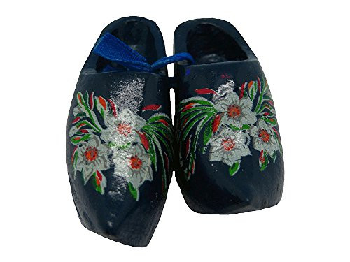 Essence of Europe Gifts E.H.G German Wooden Shoes Blue Edelweiss _2.25 inch _