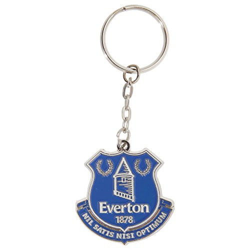 Everton FC Official Metal Soccer Crest Keyring _One Size_ _Silver Blue_