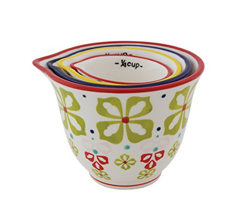 Creative Co-Op Stoneware Measuring Cups, Multicolored