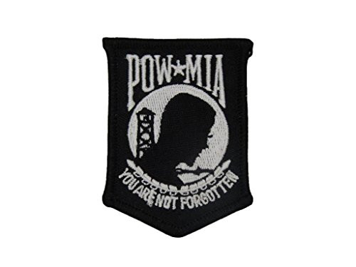 K's Novelties POW MIA Powmia Prisoner of War Missing in Action Black  and  White Iron On Patch