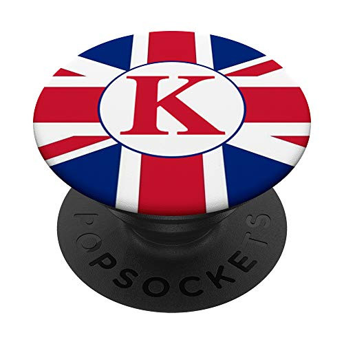 Union Jack Flag Letter Initial K Monogram Great Britain UK PopSockets Grip and Stand for Phones and Tablets
