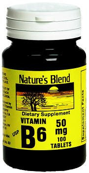 Nature's Blend Vitamin B6 50 mg Tablets _ 100 ct_ Pack of 2