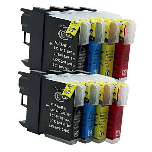 No_Name Compatible Ink Cartridge Replacement for Brother LC 67 980 990 1100 MFC990CW MFC5490CN MFC5490CW MFC5890CN MFC6490CN MFC6490CW Inkjet Printer _2 Black_2 Cyan_2 Magenta_2 Yellow_