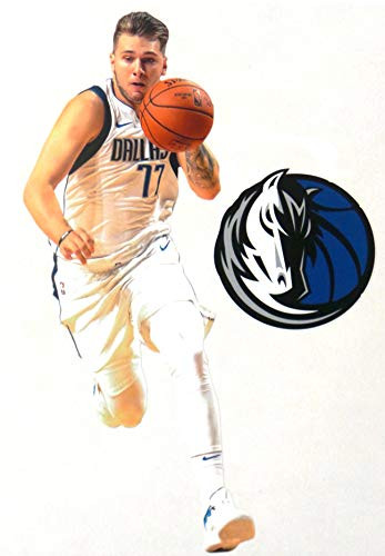 Luka Doncic Mini FATHEAD Graphic  Plus  Dallas Mavericks Logo Official NBA Vinyl Wall Graphics _ This Graphic is 7 inch  INCHES Tall