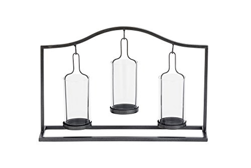 Benzara Antique Colonial Glass Candle Holder, Black/Clear
