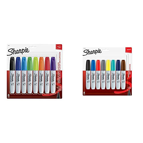Sharpie 38250PP Permanent Markers_ Chisel Tip_ Assorted Colors_ 8_Count  and  Permanent Markers_ Broad_ Chisel Tip_ 8_Pack_ Assorted 2015 Colors _1927322_