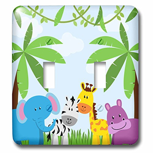 3D Rose LSP_222359_2 Cute Jungle Animals Scene Double Toggle Switch