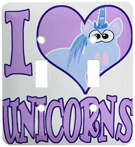 3dRose lsp_102157_2 I Heart Love Unicorns Cartoon Double Toggle Switch