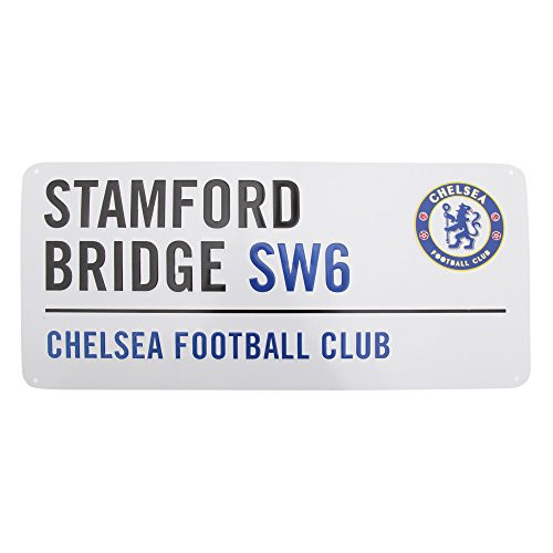 Chelsea FC Official Stamford Bridge Metal Soccer Football Club Street Sign _One Size_ _White Black Blue_