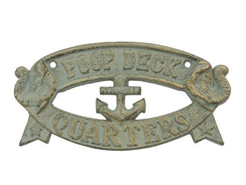 Hampton Nautical K_49005H_bronze Seaworn Bronze Cast Iron Poop Deck Quarters Sign 9 inch  Nautical Home Decoration