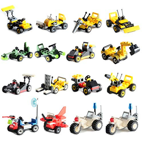 Mini Buildable Vehicles Set of 16,Building Toy for Party Supplies,Birthday Favors for Kids,Gifts