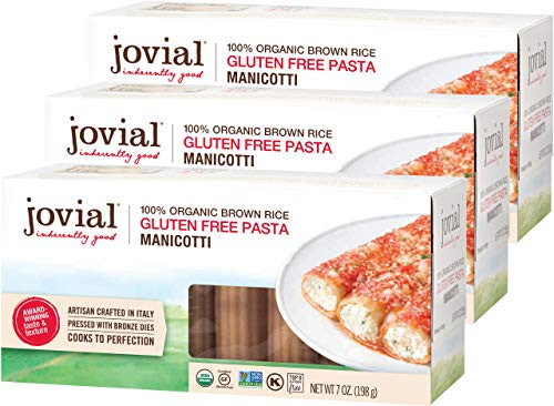 Jovial Manicotti Gluten_Free Pasta _ Whole Grain Brown Rice Manicotti Pasta _ Non_GMO _ Lower Carb _ Kosher _ USDA Certified Organic _ Made in Italy _ 7 oz _3 Pack_