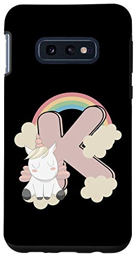 Galaxy S10e Cute Unicorn Rainbow Cartoon Initial Letter K Monogram Case