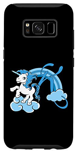 Galaxy S8 Cute Unicorn Rainbow Cartoon Initial Letter K Monogram Case